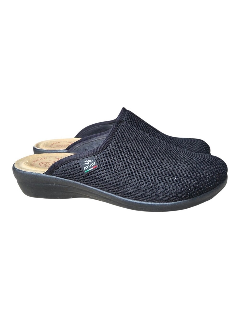 Fly Flot Mesh Comfort Mules Clogs Black Italy Size 39 (US 8)